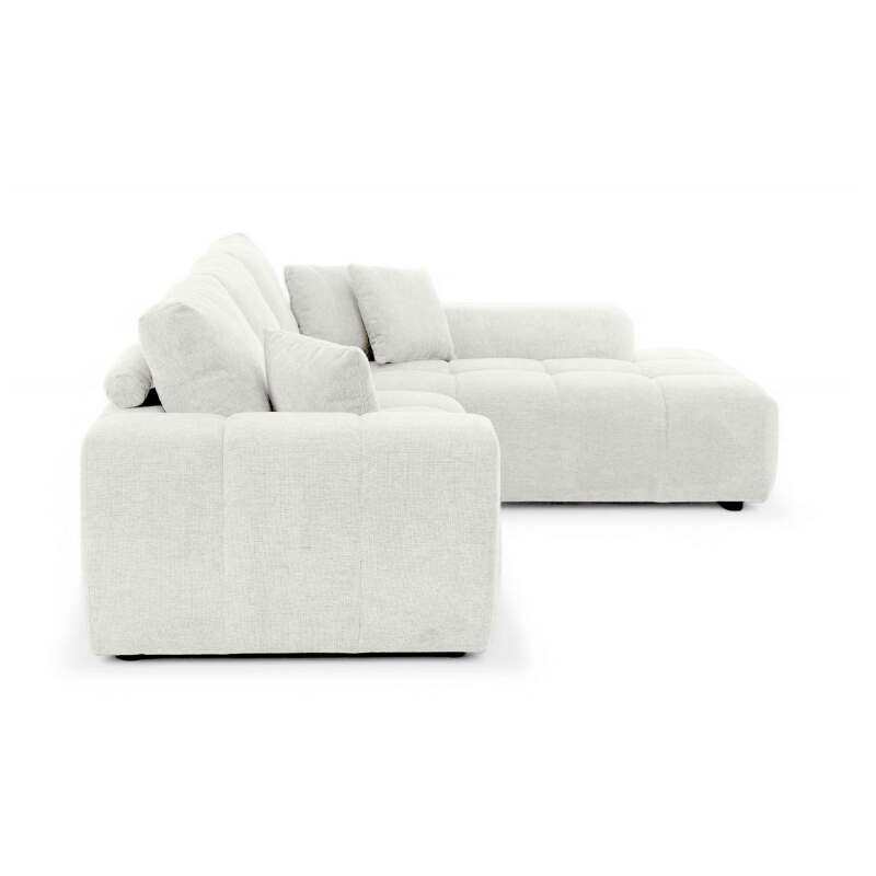 Divano angolare con chaise longue dritta in poliestere millerighe a 3 posti