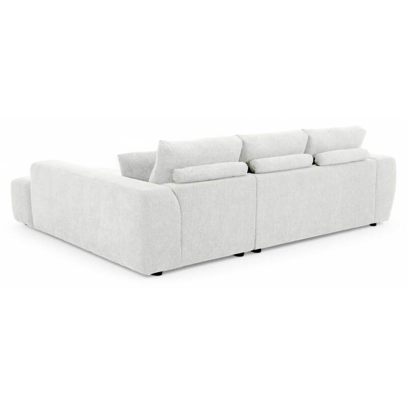Divano angolare con chaise longue dritta in poliestere millerighe a 3 posti