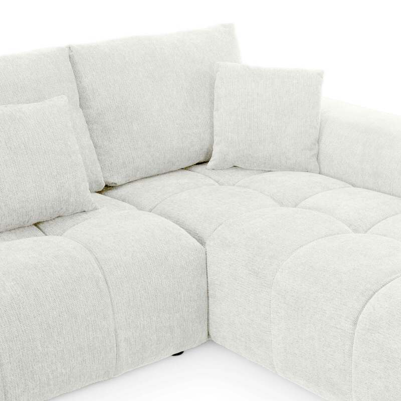 Divano angolare con chaise longue dritta in poliestere millerighe a 3 posti