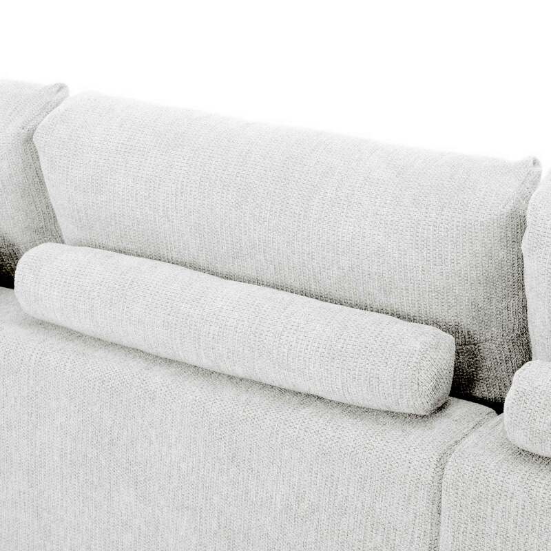 Divano angolare con chaise longue dritta in poliestere millerighe a 3 posti