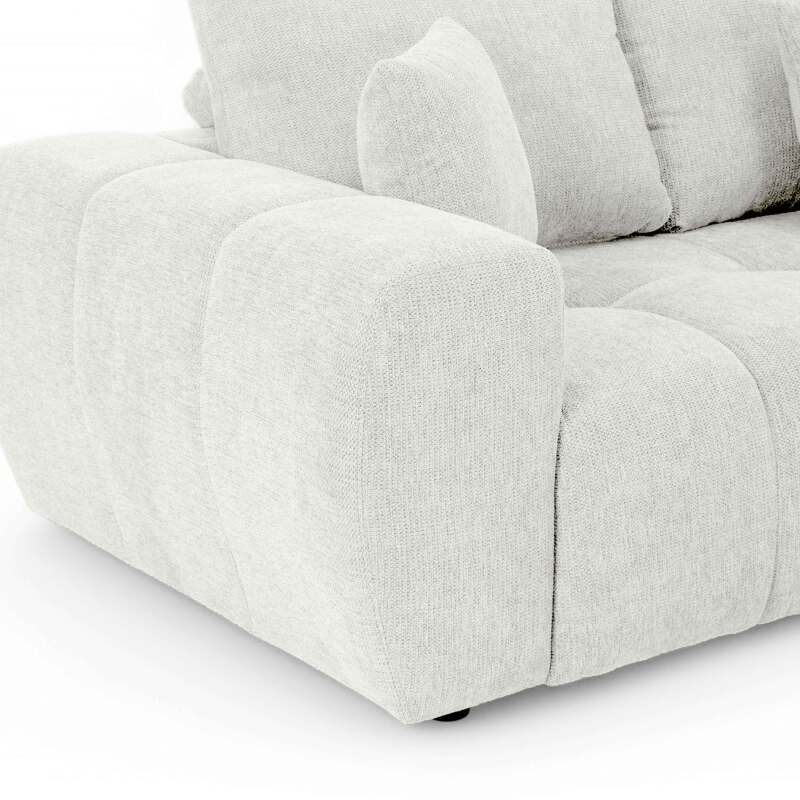 Divano angolare con chaise longue dritta in poliestere millerighe a 3 posti