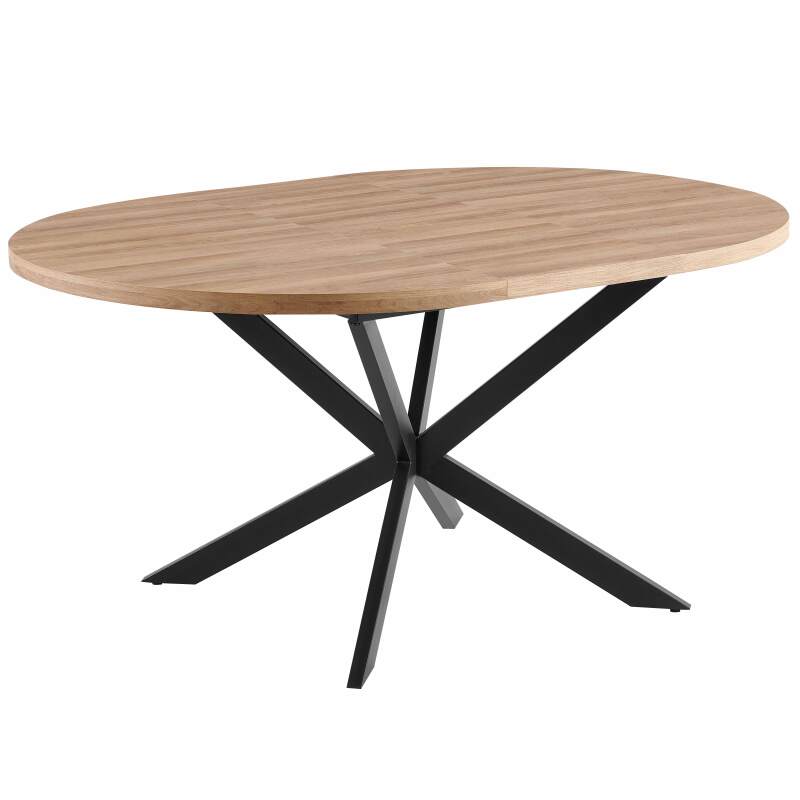 Tavolo da pranzo rotondo (Ø120/160 x 75,5 cm) in MDF con foglio di alluminio  (3/7)