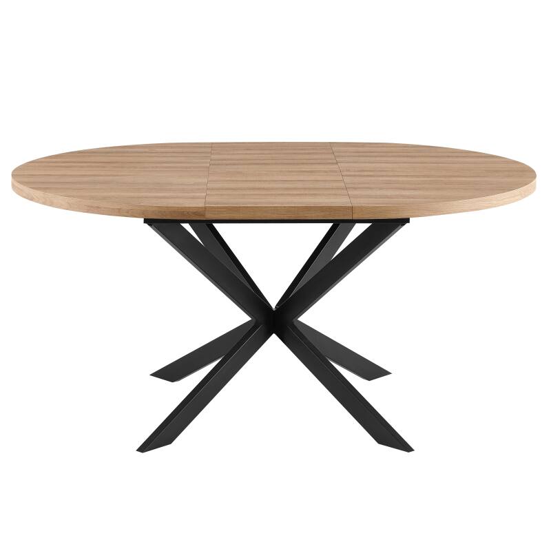 Tavolo da pranzo rotondo (Ø120/160 x 75,5 cm) in MDF con foglio di alluminio 