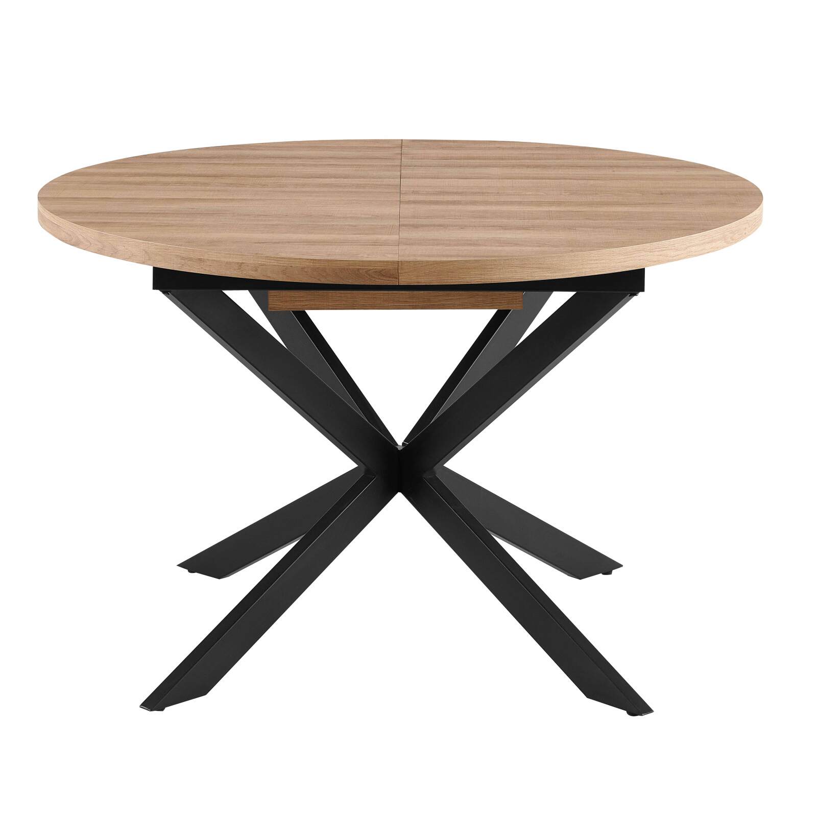 Tavolo da pranzo rotondo (Ø120/160 x 75,5 cm) in MDF con foglio di alluminio 