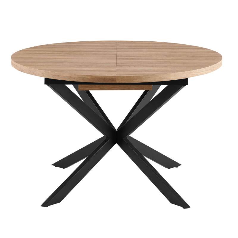 Tavolo da pranzo rotondo (Ø120/160 x 75,5 cm) in MDF con foglio di alluminio 