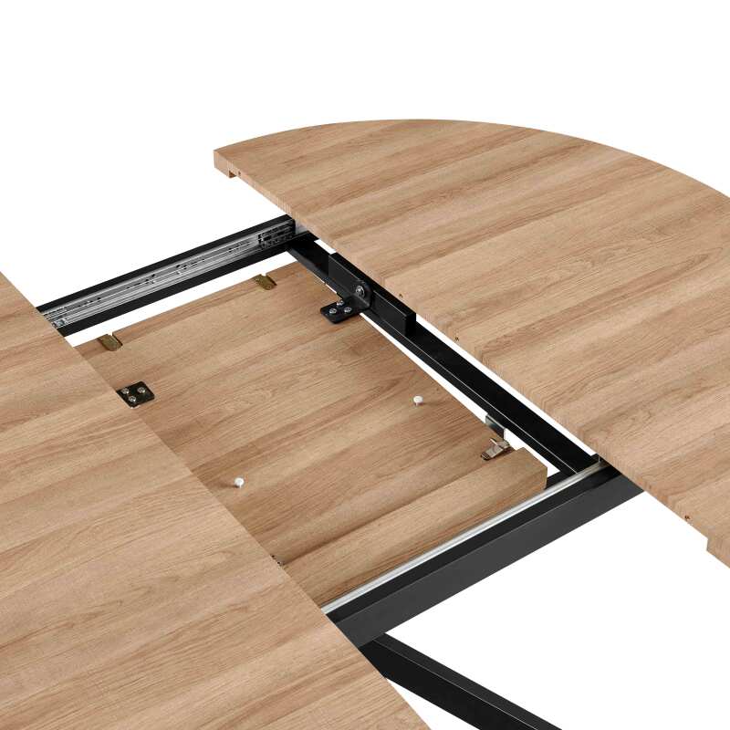 Tavolo da pranzo rotondo (Ø120/160 x 75,5 cm) in MDF con foglio di alluminio 