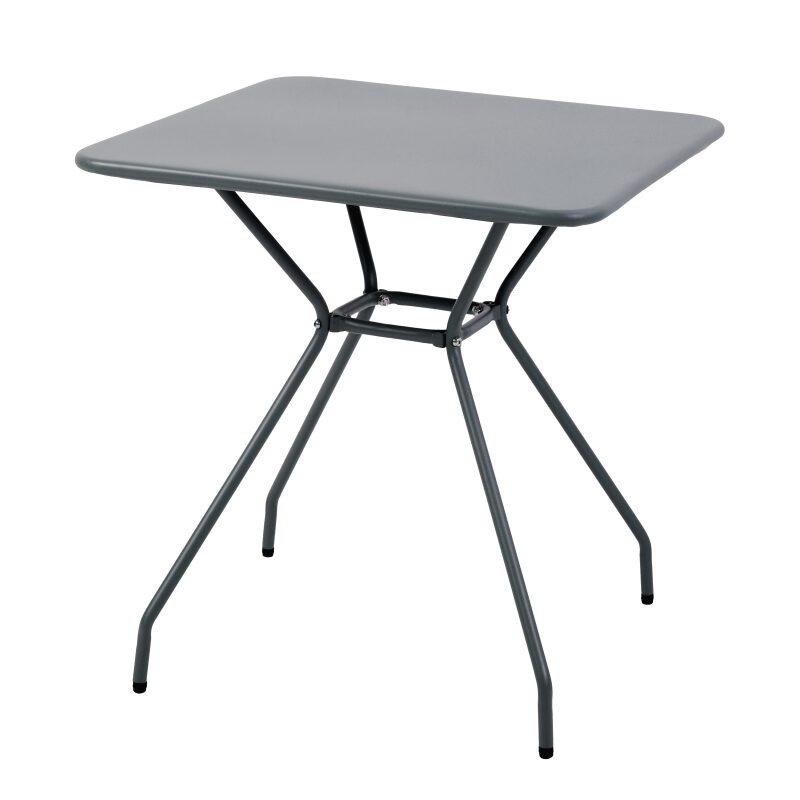 Tavolo da giardino quadrato 70 x 70 x 73 cm e 2 sedie con braccioli in metallo  