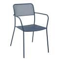Tavolo da giardino quadrato 70 x 70 x 73 cm e 2 sedie con braccioli in metallo