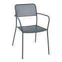 Tavolo da giardino quadrato 70 x 70 x 73 cm e 2 sedie con braccioli in metallo