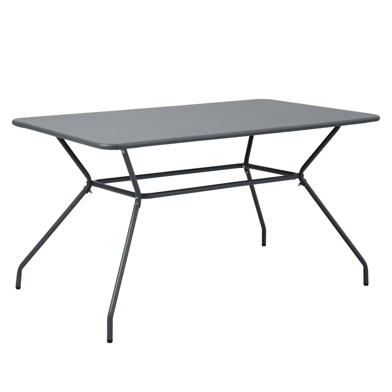 Tavolo da giardino rettangolare 140 x 80 x 75 cm e 6 sedie con braccioli in metallo  