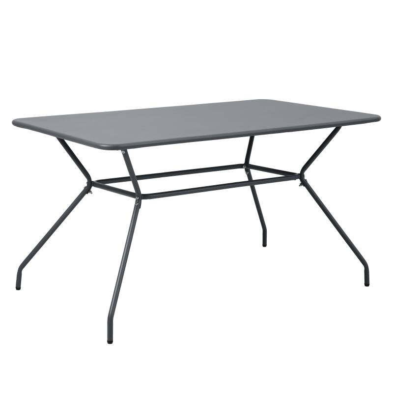 Tavolo da giardino rettangolare 140 x 80 x 75 cm e 6 sedie con braccioli in metallo  