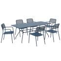 Tavolo da giardino rettangolare 140 x 80 x 75 cm e 6 sedie con braccioli in metallo