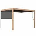 Pergola bioclimatica addossata 4x3m in alluminio effetto legno con 1, 2 o 3 tende