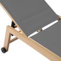 Set di 2 lettini prendisole in alluminio effetto legno con ruote, reclinabili in 5 posizioni