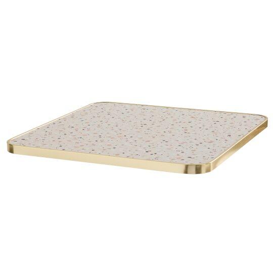 Piano tavolo quadrato in compensato con rivestimento in laminato e bordi in alluminio 60 x 60 cm