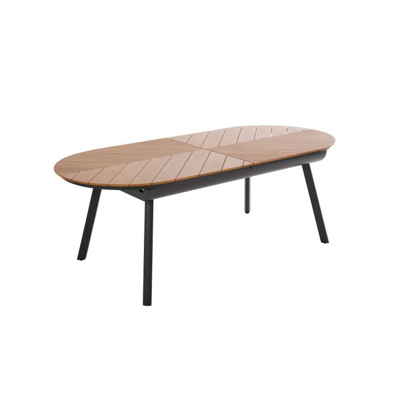 Tavolo da giardino allungabile rettangolare (220/280 x 100 x 76 cm) in alluminio e polywood