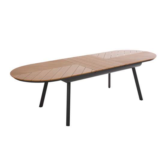 Tavolo da giardino allungabile rettangolare (220/280 x 100 x 76 cm) in alluminio e polywood