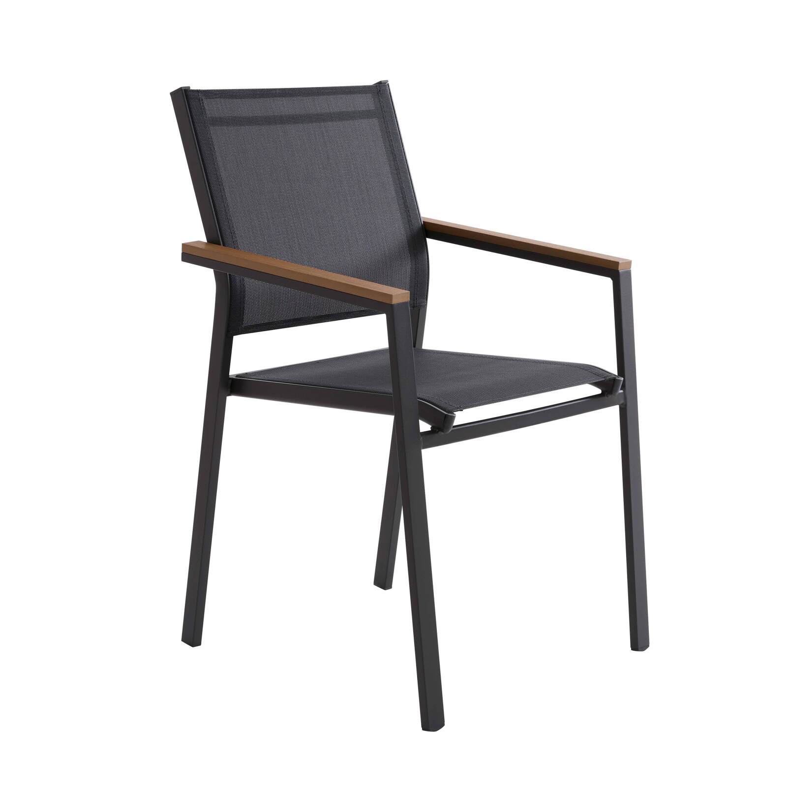 Sedia da giardino in alluminio e Textilene con braccioli