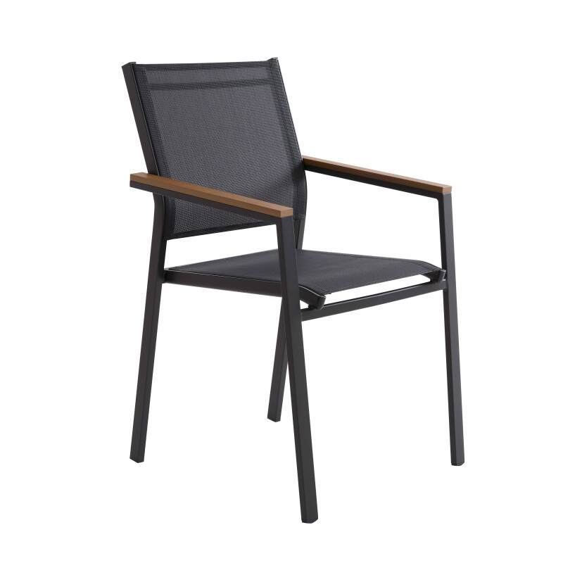 Sedia da giardino in alluminio e Textilene con braccioli