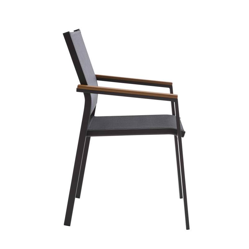 Sedia da giardino in alluminio e Textilene con braccioli