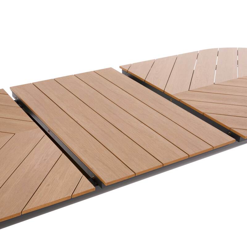 Tavolo da giardino rettangolare allungabile in polywood 220/280 cm con 8 sedie e 2 sedie con braccioli