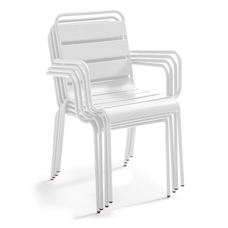 Tavolo da giardino rettangolare 180 x 90 cm e 8 sedie con braccioli in metallo (6/7)