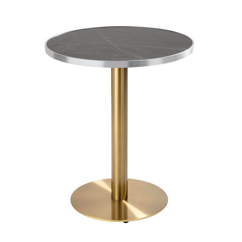 Tavolo da pranzo rotondo Ø 60 cm in multistrato con rivestimento in laminato e bordi in alluminio
