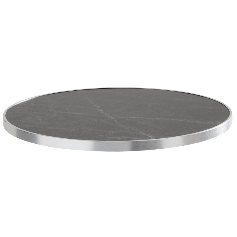 Tavolo da pranzo rotondo Ø 60 cm in multistrato con rivestimento in laminato e bordi in alluminio
