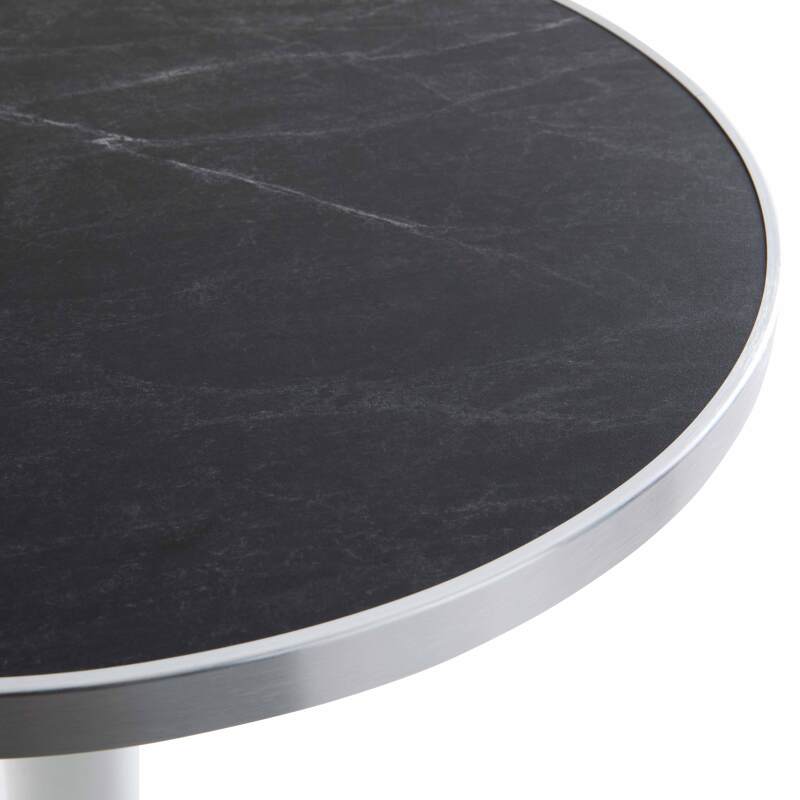 Tavolo da pranzo rotondo Ø 60 cm in multistrato con rivestimento in laminato e bordi in alluminio (3/7)