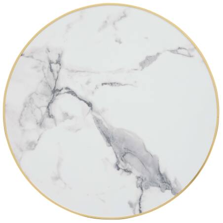 Tavolo da pranzo rotondo Ø 60 cm in multistrato con rivestimento in laminato e bordi in alluminio (2/7)