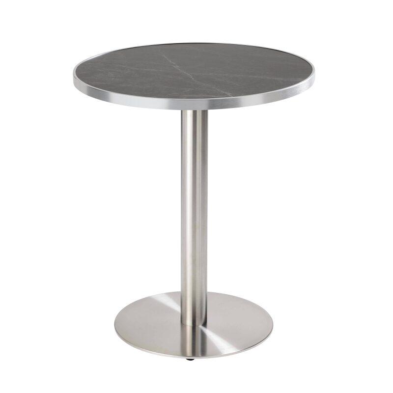Tavolo da pranzo rotondo Ø 60 cm in multistrato con rivestimento in laminato e bordi in alluminio