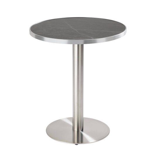 Tavolo da pranzo rotondo Ø 60 cm in multistrato con rivestimento in laminato e bordi in alluminio