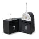 Cucina da esterno in acciaio a 3 elementi con forno per pizza