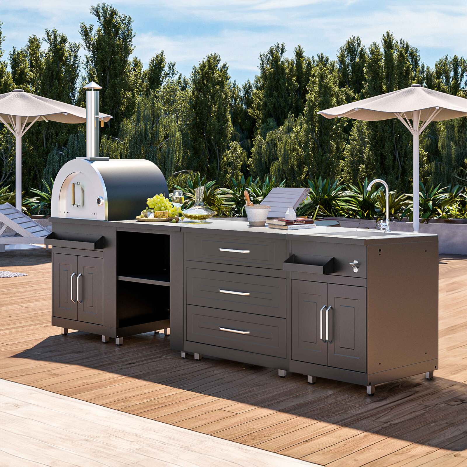 Cucina estiva completa con forno per pizza
