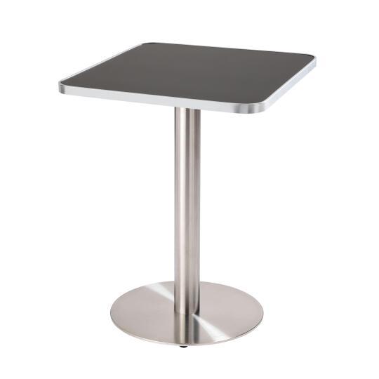 Tavolo da pranzo 60 x 60 cm in multistrato con rivestimento in laminato e bordi in alluminio
