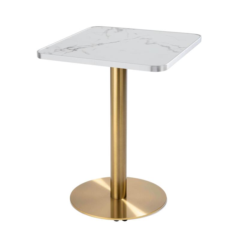 Tavolo da pranzo 60 x 60 cm in multistrato con rivestimento in laminato e bordi in alluminio