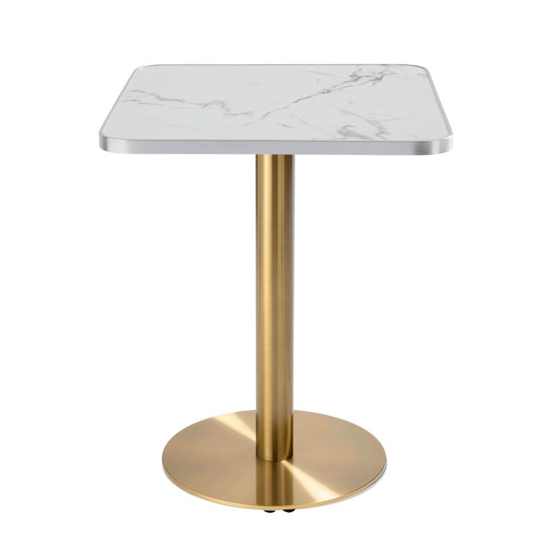 Tavolo da pranzo 60 x 60 cm in multistrato con rivestimento in laminato e bordi in alluminio
