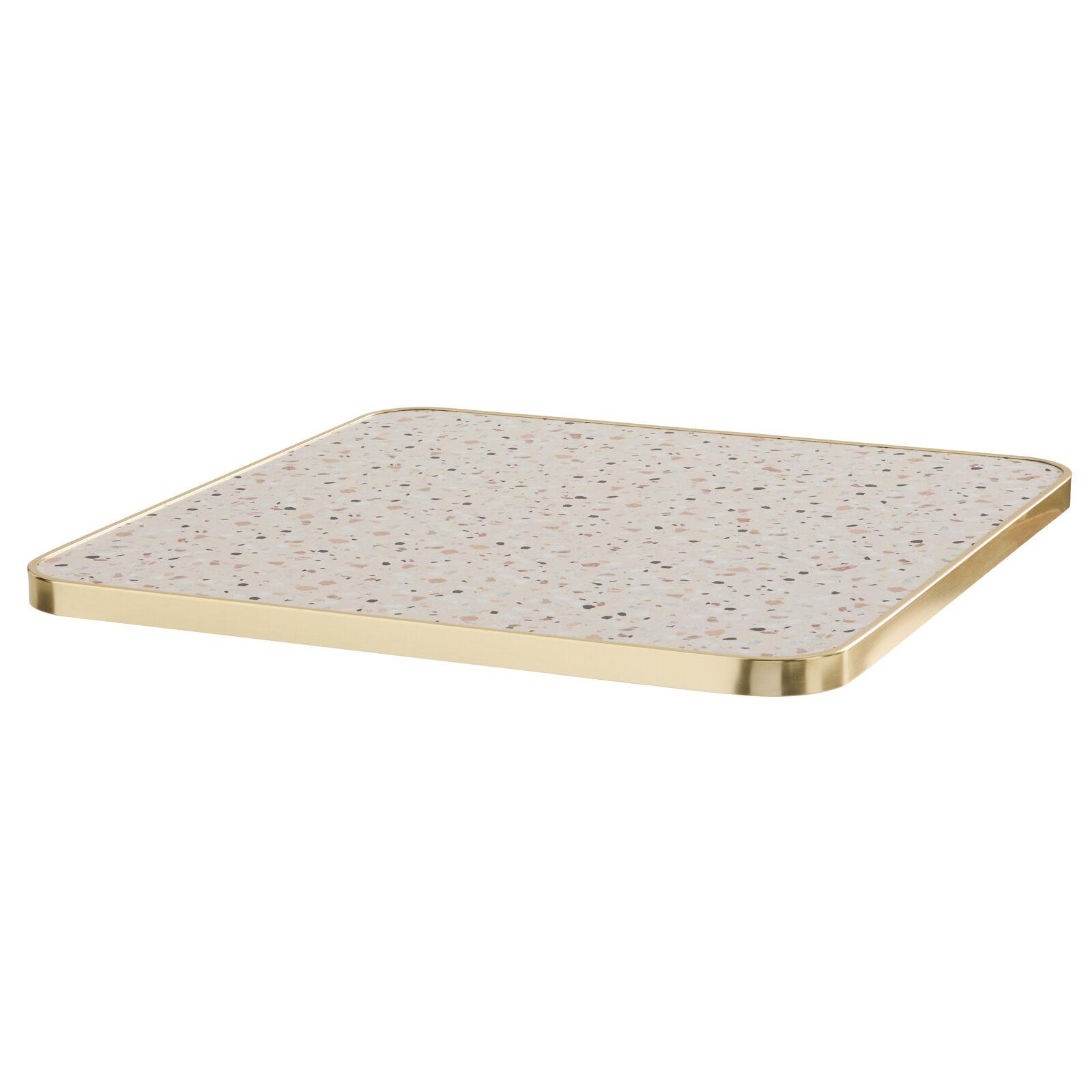 Tavolo da pranzo 60 x 60 cm in multistrato con rivestimento in laminato e bordi in alluminio