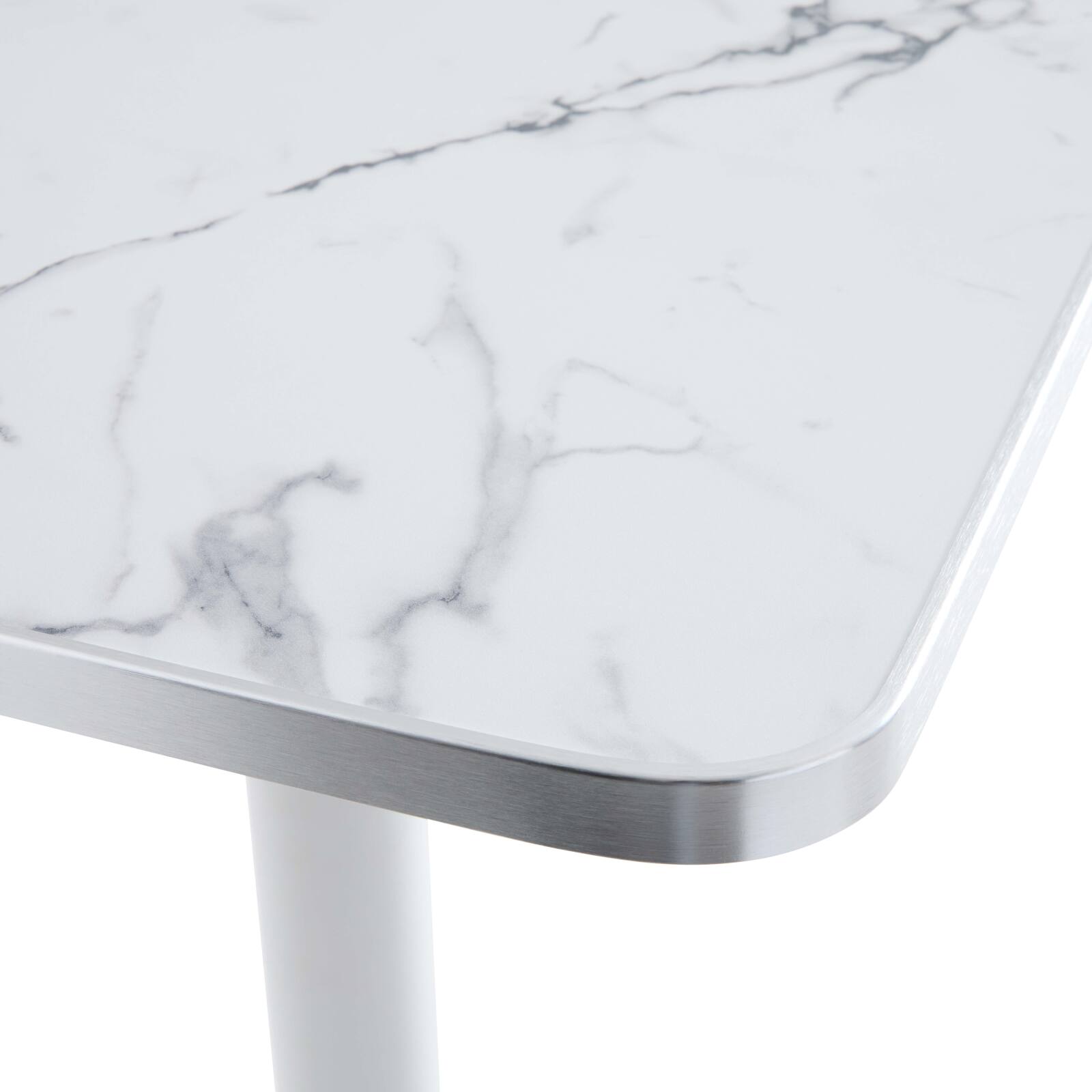 Tavolo da pranzo 60 x 60 cm in multistrato con rivestimento in laminato e bordi in alluminio