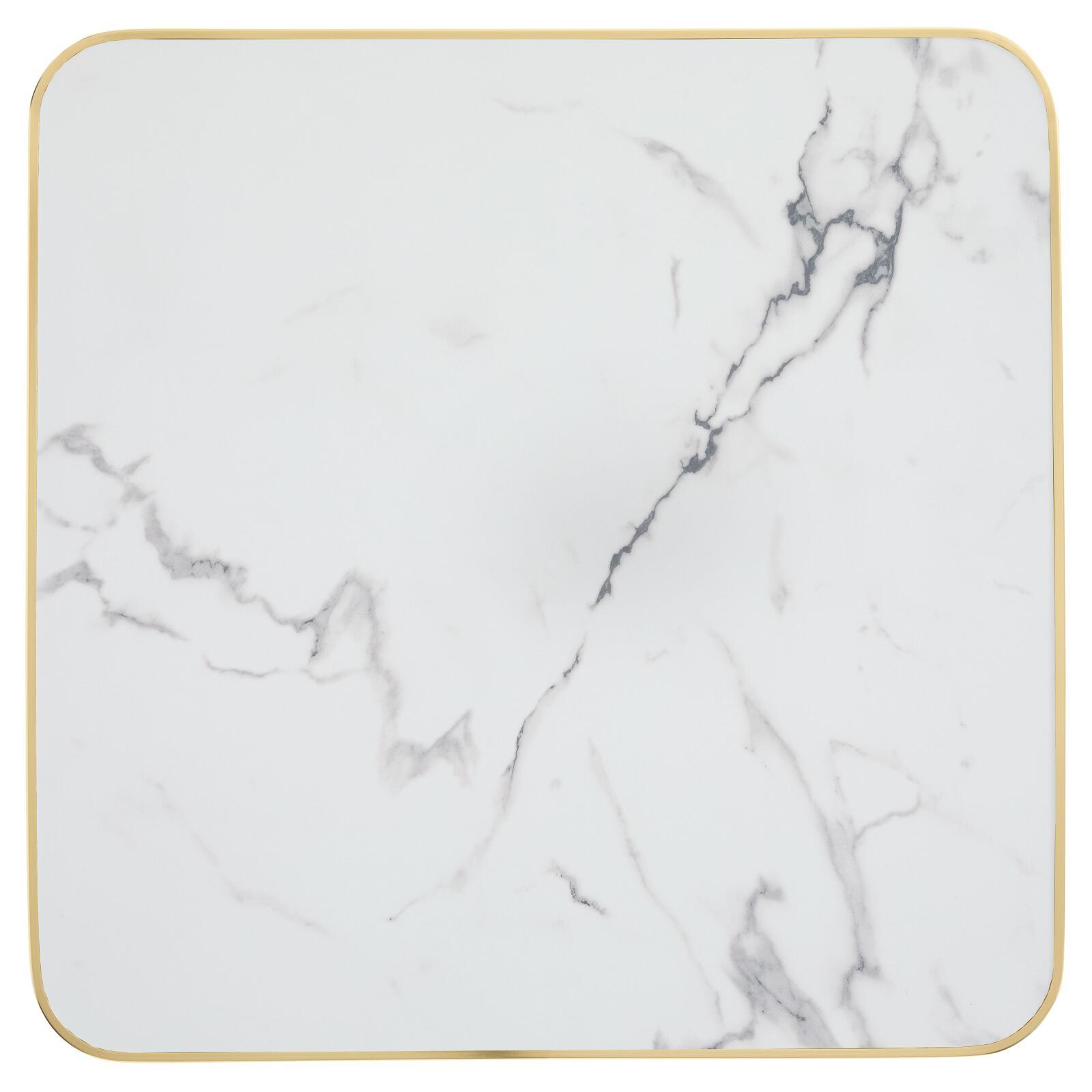 Tavolo da pranzo 60 x 60 cm in multistrato con rivestimento in laminato e bordi in alluminio