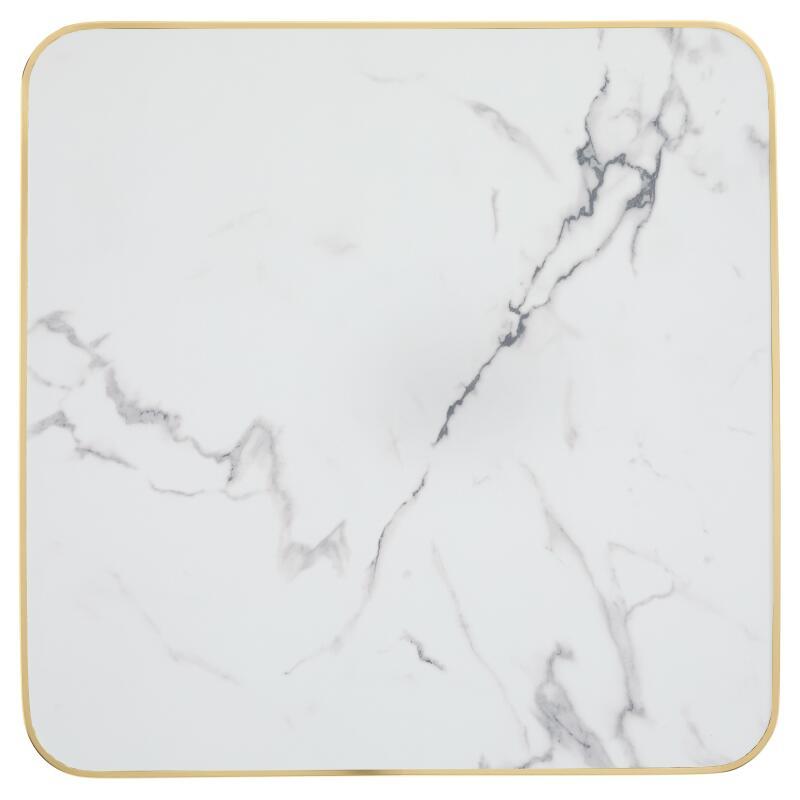 Tavolo da pranzo 60 x 60 cm in multistrato con rivestimento in laminato e bordi in alluminio (3/7)