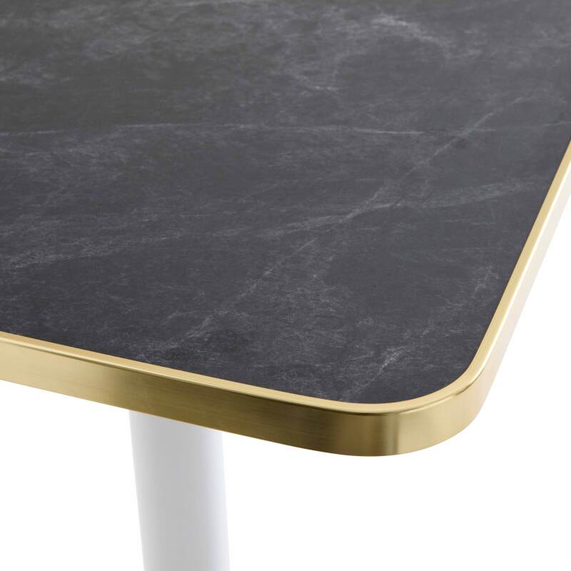 Tavolo da pranzo 60 x 60 cm in multistrato con rivestimento in laminato e bordi in alluminio (4/7)