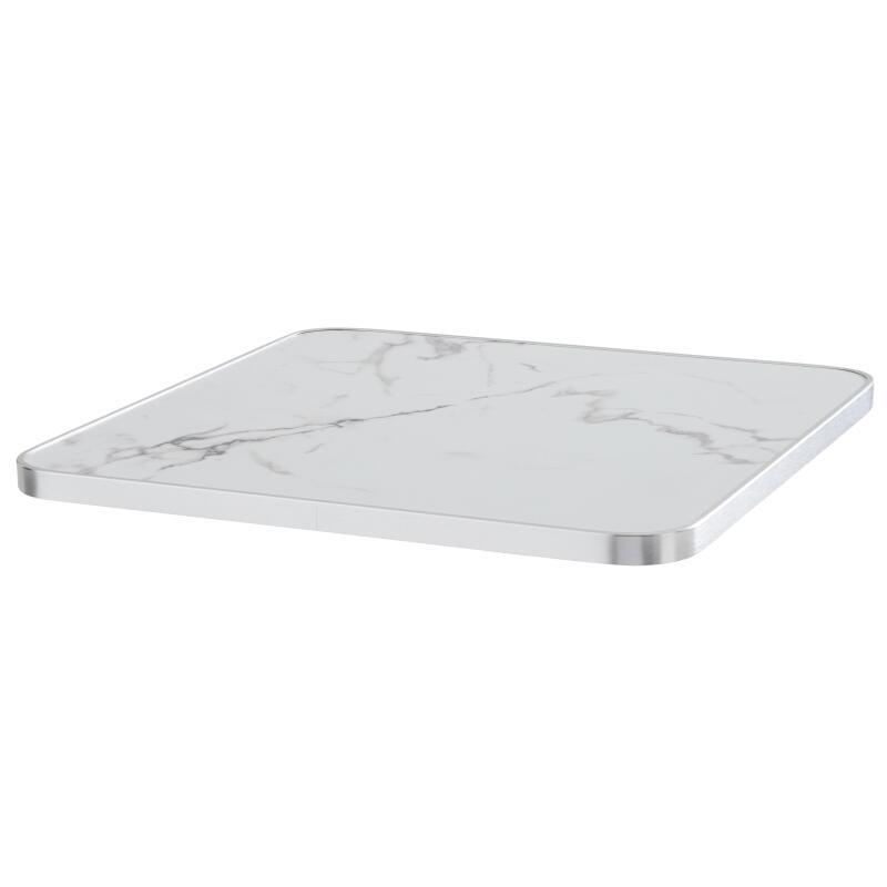 Tavolo da pranzo 60 x 60 cm in multistrato con rivestimento in laminato e bordi in alluminio