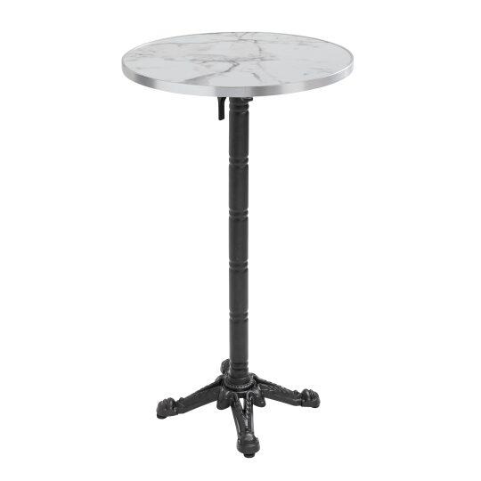 Tavolo alto basculante Ø 60 cm in multistrato con rivestimento in laminato e bordi in alluminio