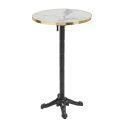 Tavolo alto basculante Ø 60 cm in multistrato con rivestimento in laminato e bordi in alluminio