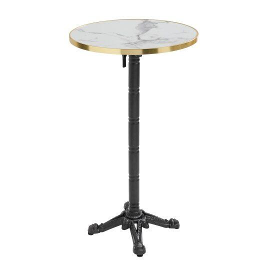 Tavolo alto basculante Ø 60 cm in multistrato con rivestimento in laminato e bordi in alluminio