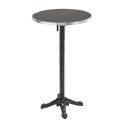 Tavolo alto basculante Ø 60 cm in multistrato con rivestimento in laminato e bordi in alluminio