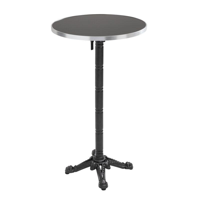 Tavolo alto basculante Ø 60 cm in multistrato con rivestimento in laminato e bordi in alluminio