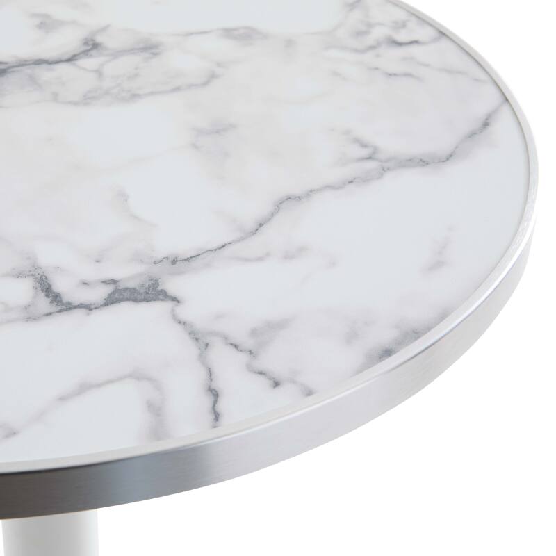 Tavolo alto basculante Ø 60 cm in multistrato con rivestimento in laminato e bordi in alluminio