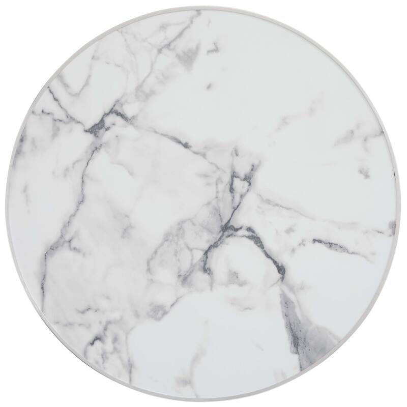 Tavolo alto basculante Ø 60 cm in multistrato con rivestimento in laminato e bordi in alluminio